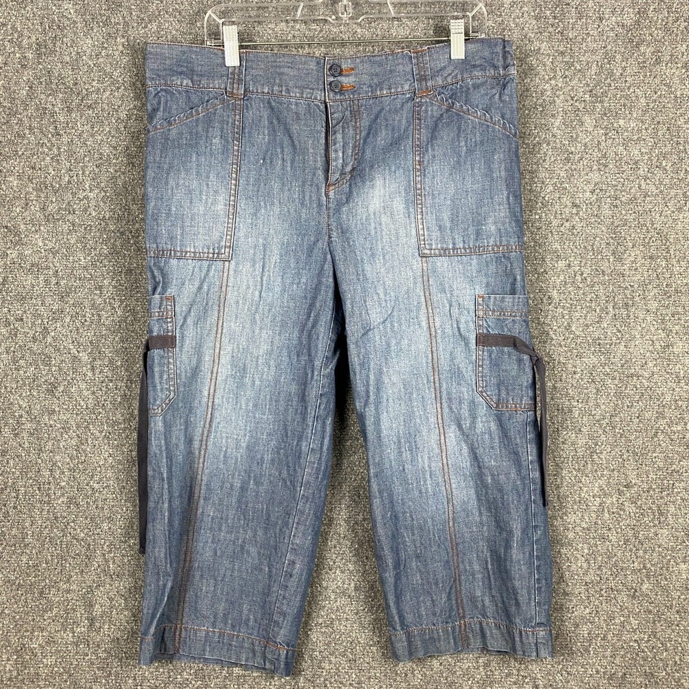 Duo Maternity Capri Cargo Pants Medium Women's‎ Stretch 100% Cotton